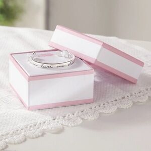 Elegant Baby Girl Engraved “Jesus Loves Me” Bangle Bracelet In Gift Box -Mud Pie